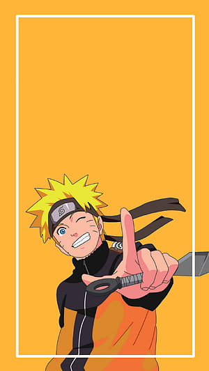 Naruto Uzumaki Winking and Pointing Forward in Orange and Black Jacket HD phone wallpaper