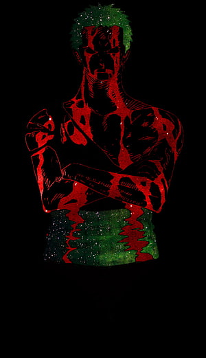 Roronoa Zoro Dark Red and Black Manga Style Portrait HD phone wallpaper