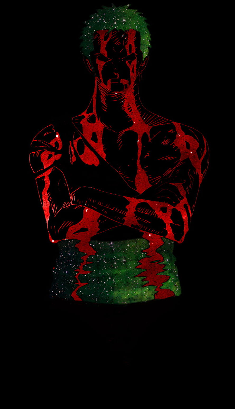Roronoa Zoro Dark Red and Black Manga Style Portrait HD phone wallpaper