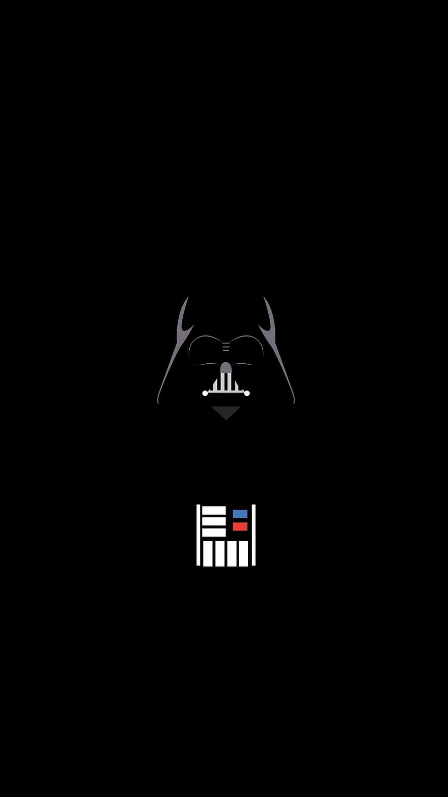 Minimalist Darth Vader Icon on Black Background with Control Panel Detail HD phone wallpaper