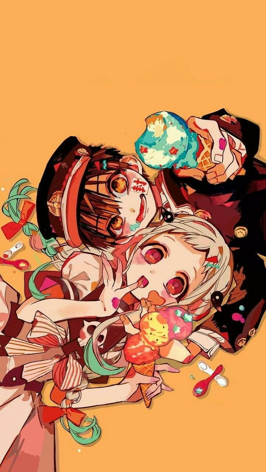 Jibaku Shounen Hanako Kun Halloween Illustration with Ice Cream and Candy HD phone wallpaper