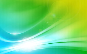 Vibrant Green and Blue Abstract Waves with Soft Lens Flare and Smooth Gradient Background HD wallpaper