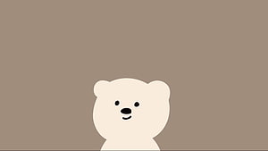 Minimalist White Bear Illustration on Warm Taupe Background HD wallpaper