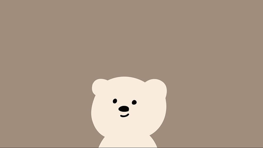 Minimalist White Bear Illustration on Warm Taupe Background HD wallpaper