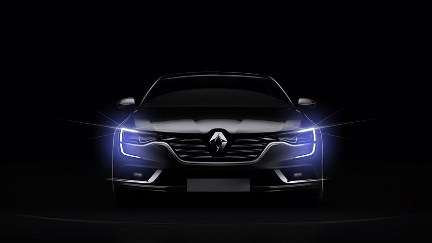 Renault Megane Front View With Glowing LED Headlights Against Dark Background HD wallpaper