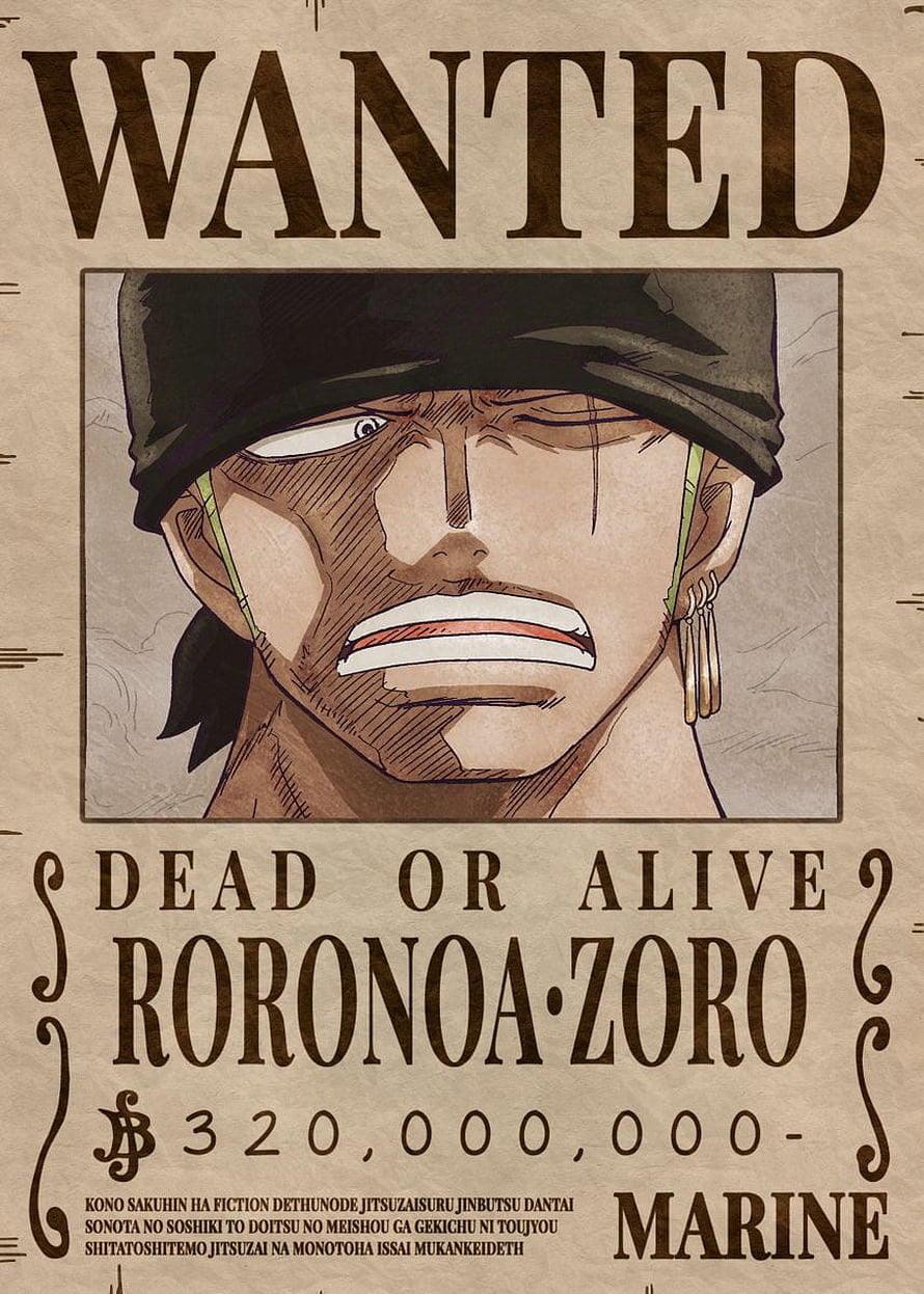 Roronoa Zoro Wanted Poster from One Piece with Marine Bounty HD phone wallpaper