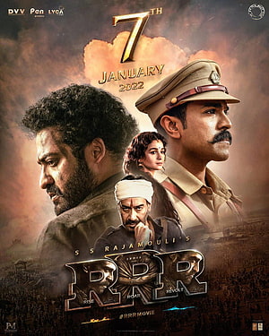 RRR Movie Poster Featuring Principal Cast and S S Rajamouli Direction HD phone wallpaper