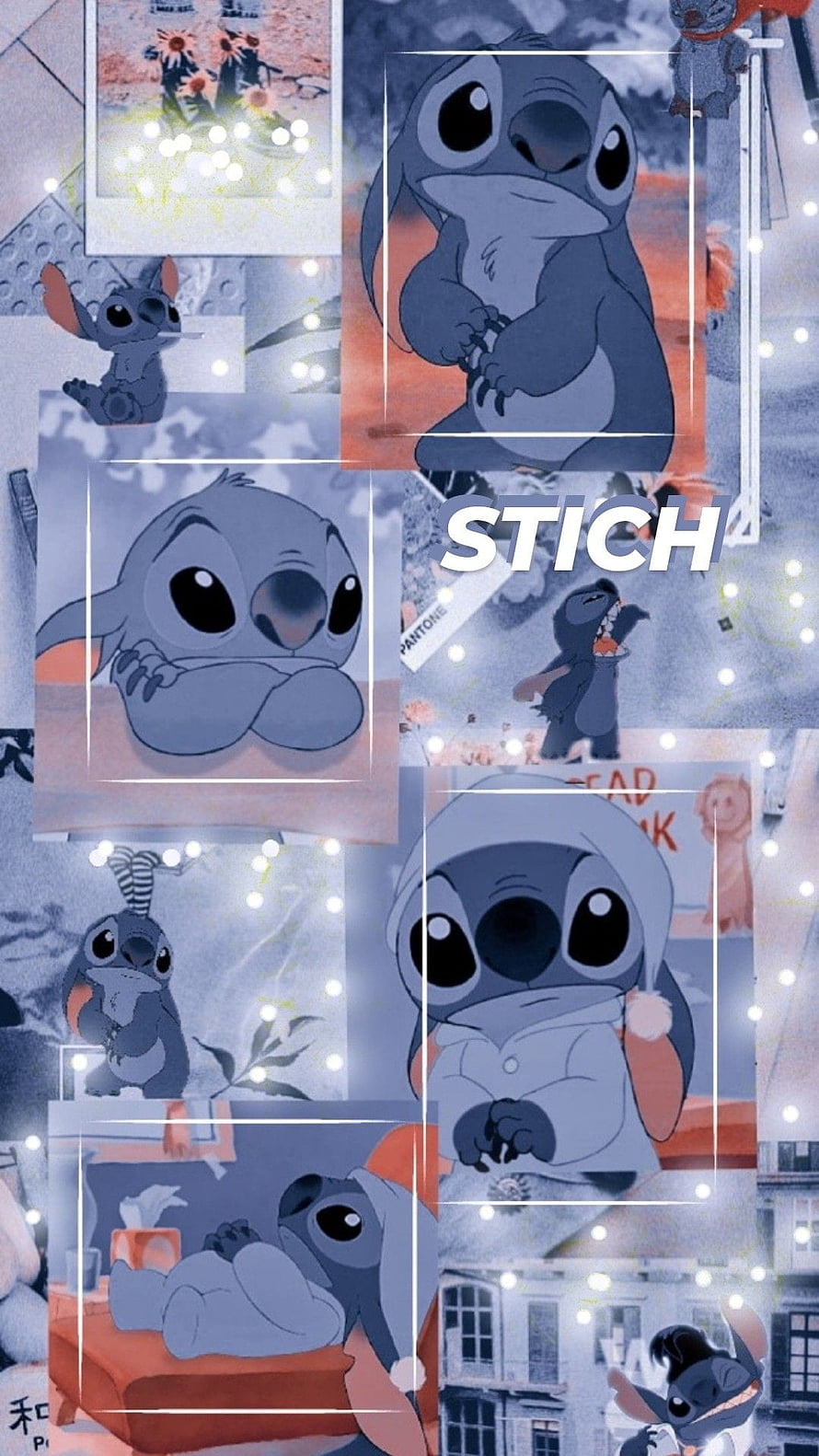 Stitch Collage Wallpaper Featuring Multiple Poses and Expressions in a Dreamy Aesthetic Style HD phone wallpaper