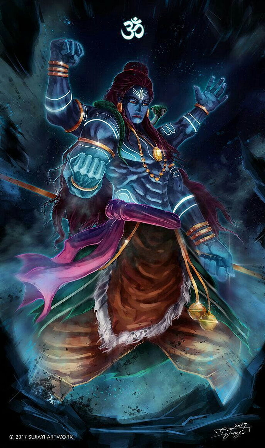 Bholenath Shiva Digital Artwork with Om Symbol and Cosmic Energy HD phone wallpaper