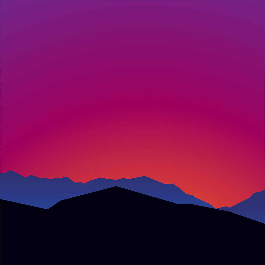 Minimalist Mountain Silhouette Against Vibrant Sunset Gradient Sky HD phone wallpaper