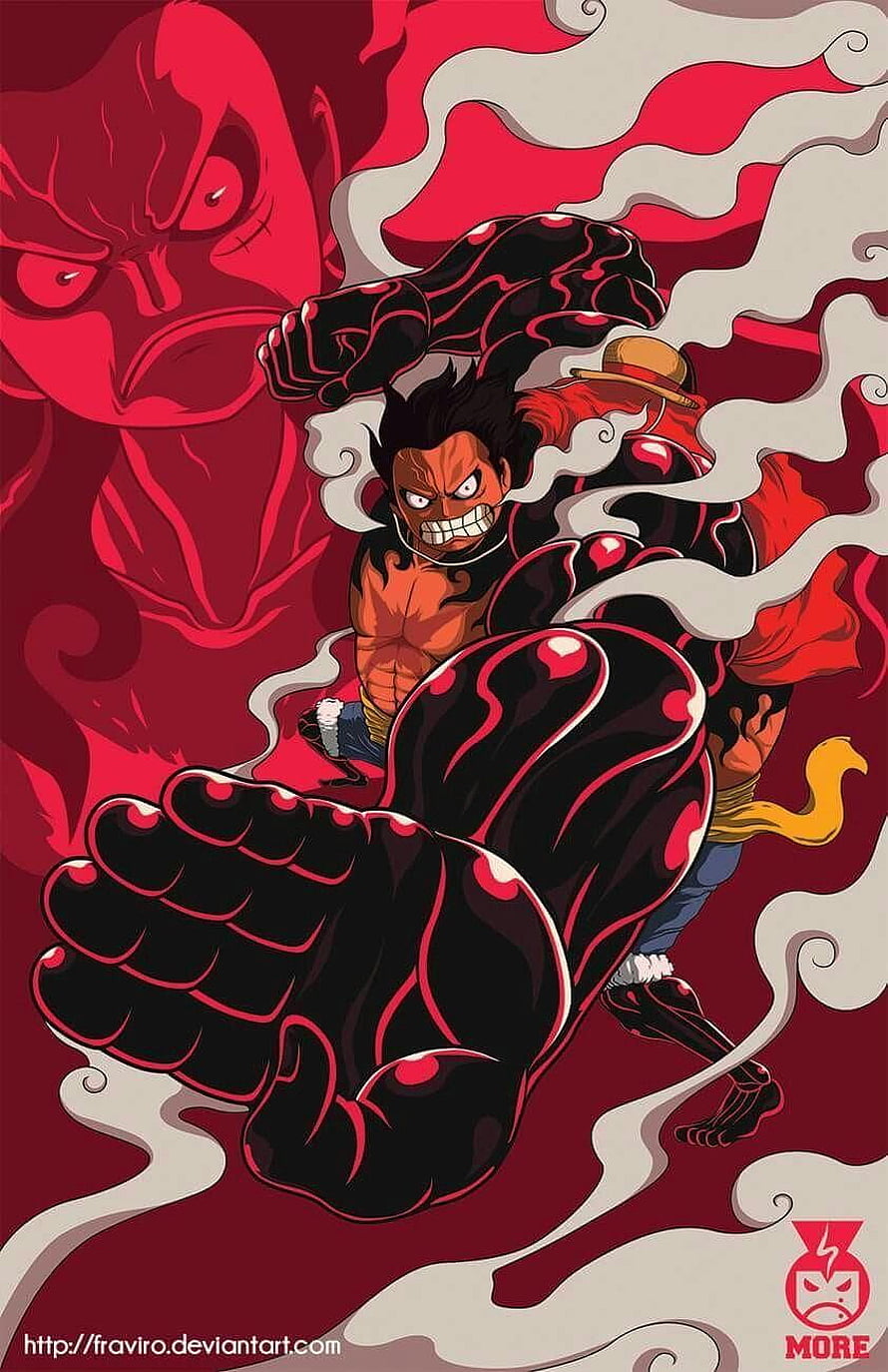 Monkey D. Luffy Gear Fourth Bounce Man Anime Illustration HD phone wallpaper