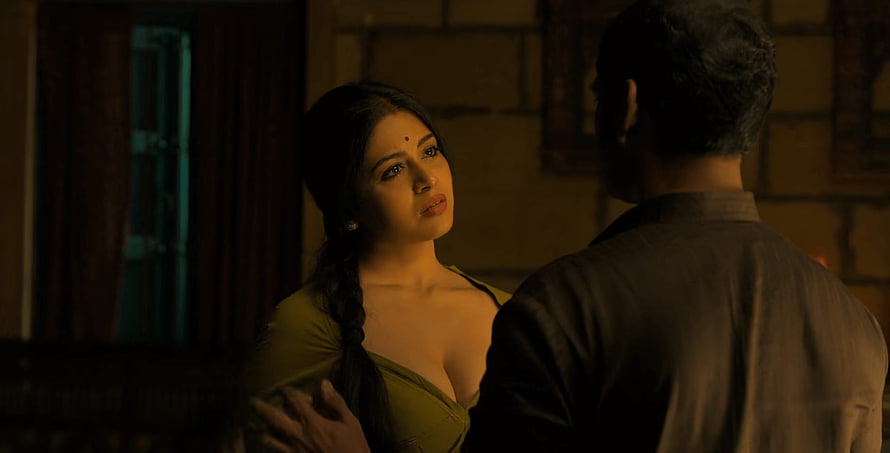 Sakshi Benipuri in Dramatic Scene with Man in Dimly Lit Room HD wallpaper