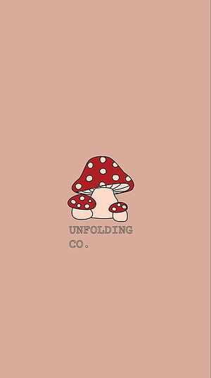 Cute Red Spotted Mushroom Illustration on Warm Beige Background HD phone wallpaper