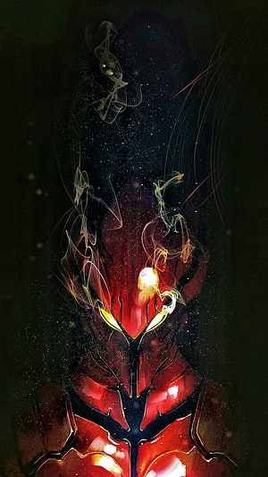 Igris from Solo Leveling in Dark Red Armor with Glowing Eyes and Ethereal Smoke HD phone wallpaper