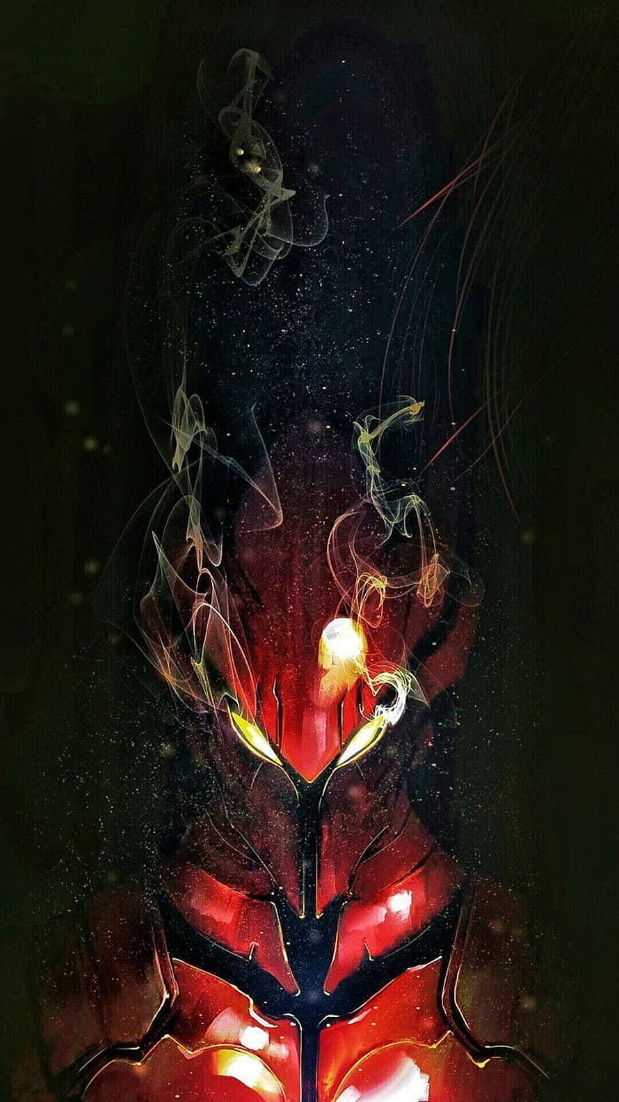 Igris from Solo Leveling in Dark Red Armor with Glowing Eyes and Ethereal Smoke HD phone wallpaper