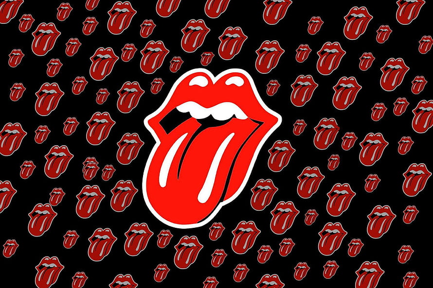 The Rolling Stones Tongue and Lips Logo Pattern on Black Background HD wallpaper