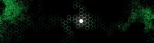 Razer Green Hexagonal Tech Pattern with Glowing Center Light on Black Background HD wallpaper