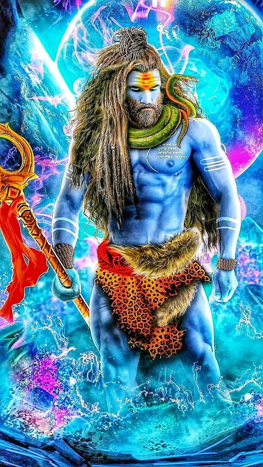 Mahakal Shiva Digital Art with Trishul and Cosmic Energy HD phone wallpaper