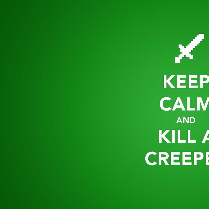 Minecraft Creeper Keep Calm Green Gradient Poster with Pixel Sword Icon HD phone wallpaper