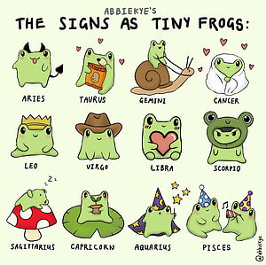 Cute Zodiac Signs as Tiny Frogs Illustration by Abbiekye HD wallpaper