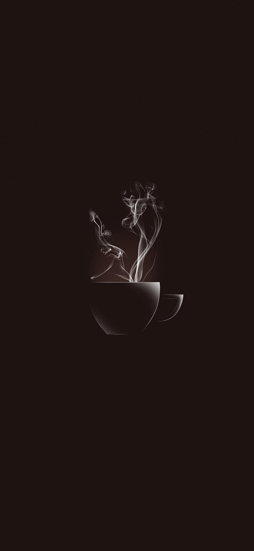 Minimalist steaming coffee cup on a dark background with elegant swirling smoke HD phone wallpaper