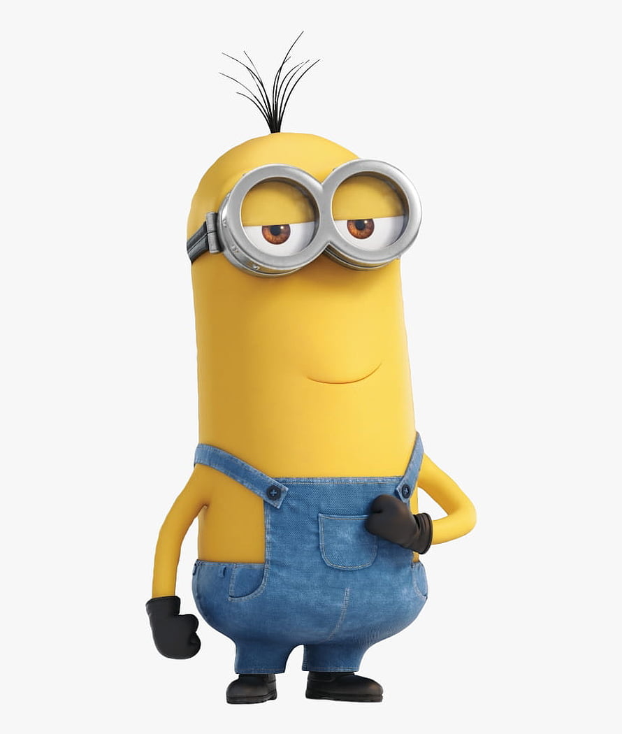 Kevin the Minion Character in Denim Overalls and Goggles on White Background HD phone wallpaper