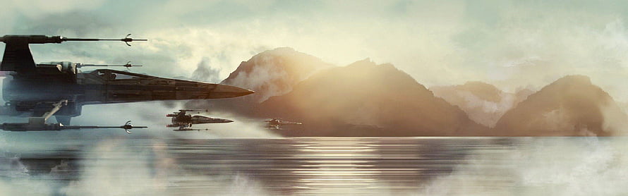 Star Wars X-Wing Starfighters Flying Low Over Water With Mountain Backdrop HD wallpaper