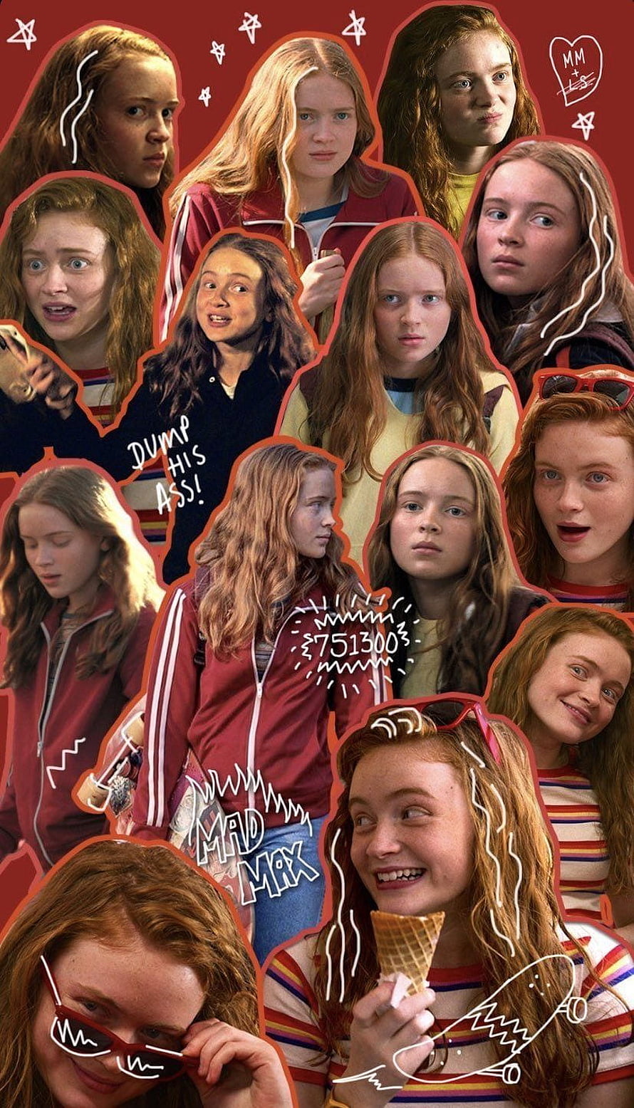 Sadie Sink as Max Mayfield in Stranger Things: A Character Mosaic HD phone wallpaper