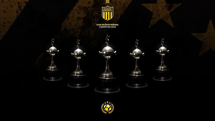 Club Atlético Peñarol Trophy Collection and Championship Crest on Dark Background HD wallpaper