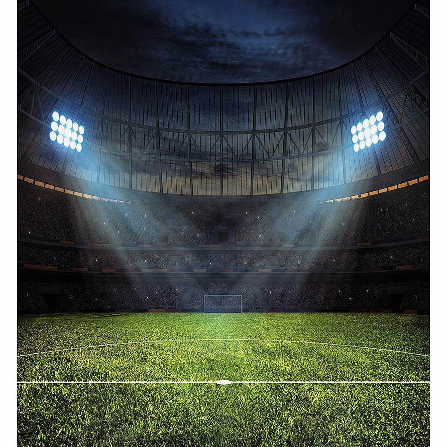 Illuminated Night Football Stadium With Floodlights And Packed Crowd HD phone wallpaper
