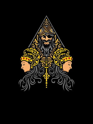 Jawa Nusantara Tribal Warrior Emblem with Royal Figures and Ornate Gold Detailing HD phone wallpaper