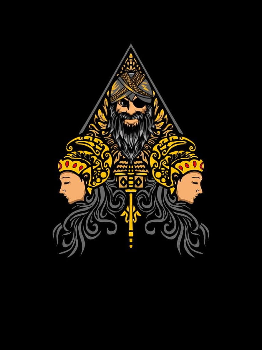 Jawa Nusantara Tribal Warrior Emblem with Royal Figures and Ornate Gold Detailing HD phone wallpaper