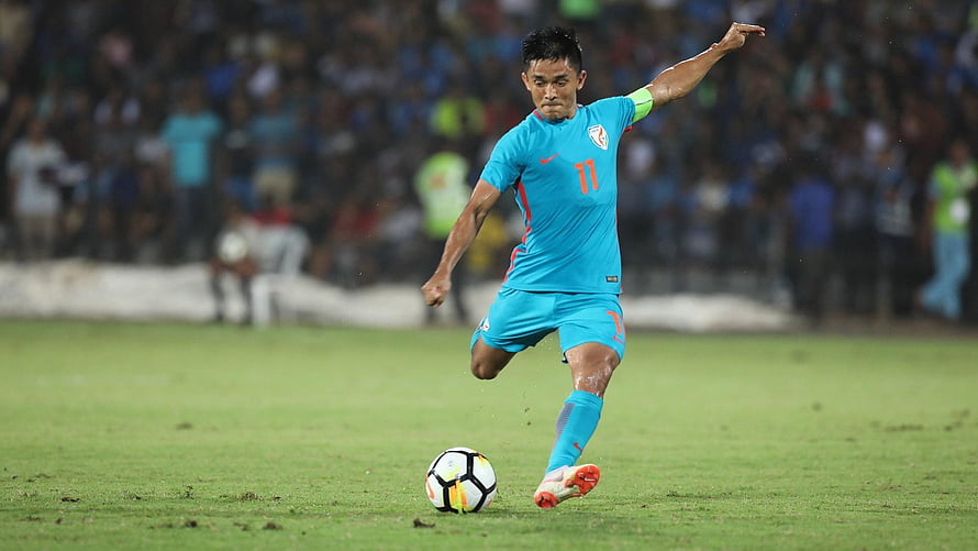 Sunil Chhetri in Action for India National Football Team HD wallpaper