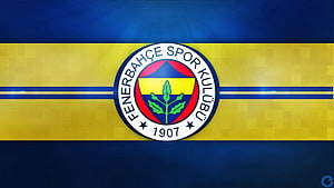 Fenerbahçe Spor Kulübü Official Club Crest on Yellow and Blue Background HD wallpaper