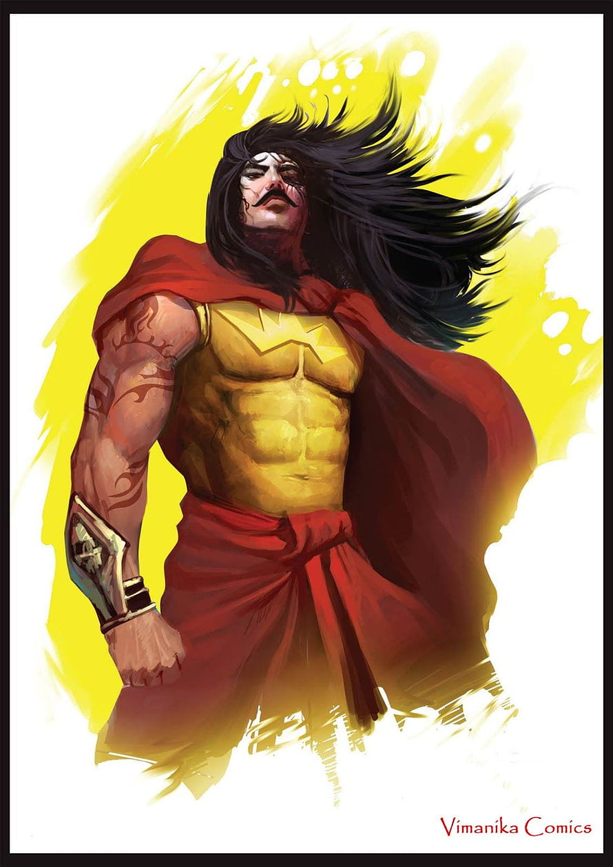Karna Warrior Character Digital Art with Golden Armor and Red Cape HD phone wallpaper