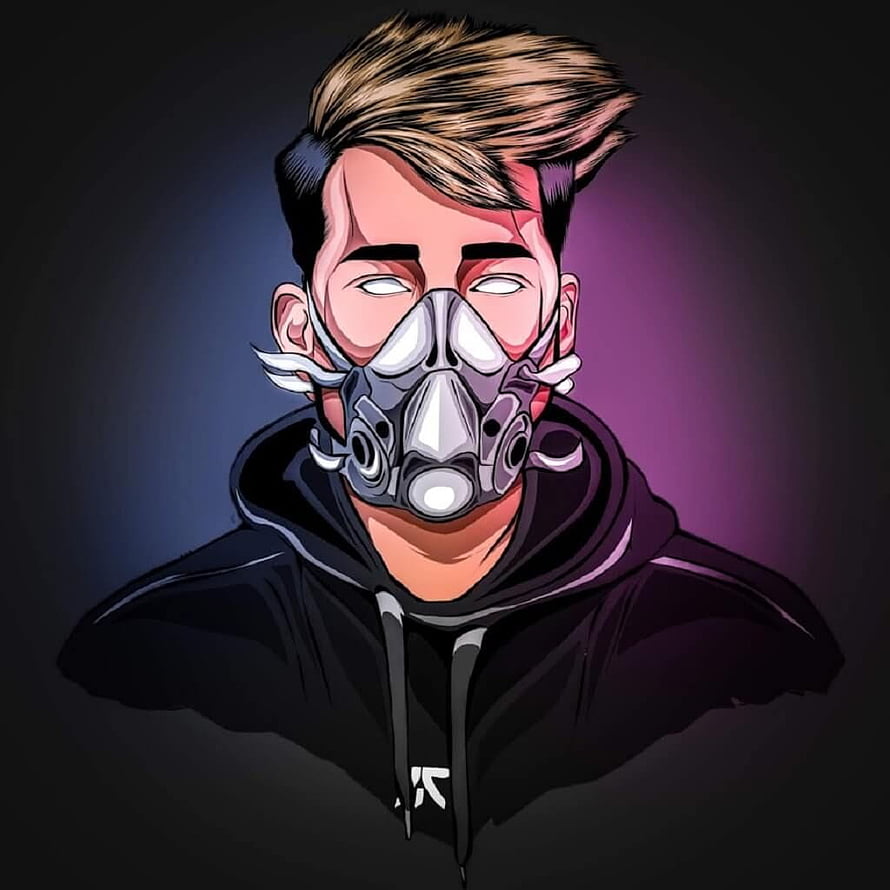 Stylized Digital Portrait of a Man Wearing a Tactical Gas Mask and Black Hoodie HD phone wallpaper