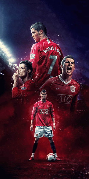 Cristiano Ronaldo Manchester United Number 7 Jersey Composite Portrait HD phone wallpaper
