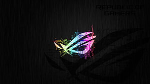 ASUS ROG Neon Circuit Logo on Dark Textured Background HD wallpaper