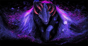 Gore Magala Monster with Glowing Purple Wings and Dark Scales HD wallpaper