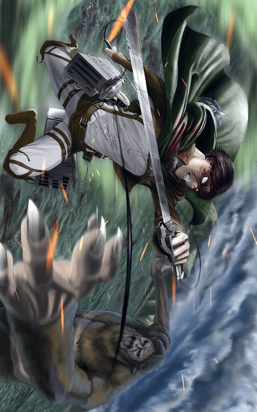 Levi Ackerman Battling The Beast Titan In Attack On Titan ODM Gear HD phone wallpaper
