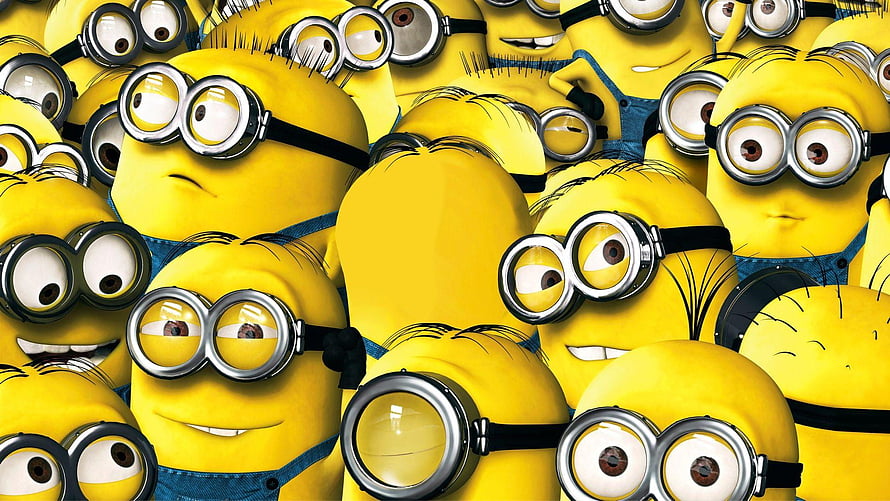Crowd of Minions Characters in Yellow Overalls and Goggles HD wallpaper