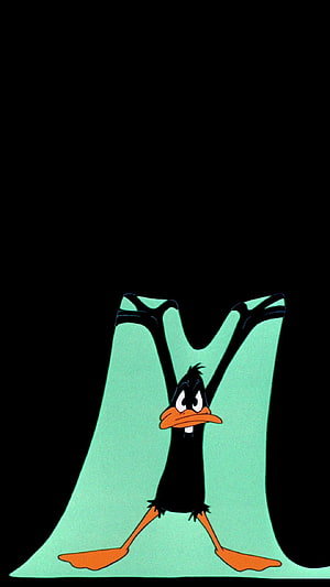 Daffy Duck Classic Looney Tunes Cartoon Character on Black Background HD phone wallpaper
