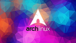 Arch Linux Logo on Vibrant Low Poly Geometric Background HD wallpaper