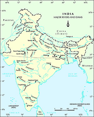 Detailed Map of India Showing Major Rivers and Dams HD phone wallpaper
