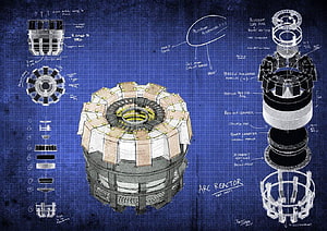 Arc Reactor Technical Blueprint with Detailed Schematics and Component Diagrams HD wallpaper