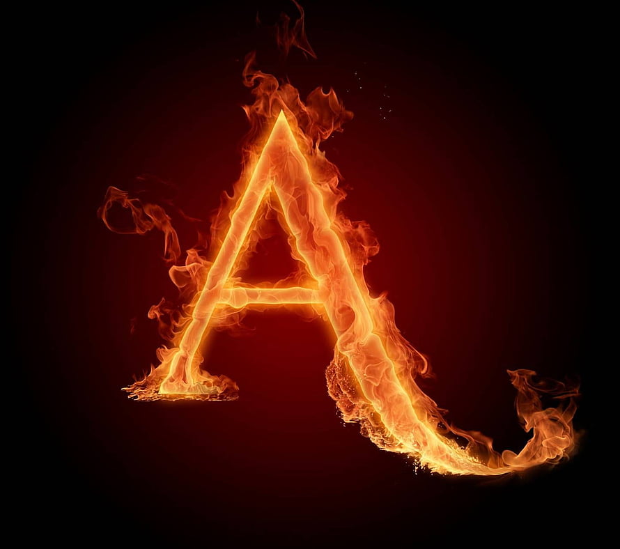 Burning Alphabet Letter A With Fiery Flames And Smoke On Dark Background HD wallpaper