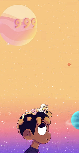 Juice WRLD Anime Style Illustration with Cosmic Sky and 999 Moon HD phone wallpaper