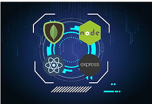 MERN Stack Tech Icons Featuring React, Node, Express, and MongoDB on Circuit Background HD wallpaper