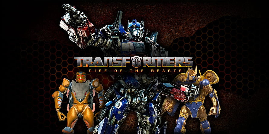 Transformers Rise of the Beasts Movie Poster Featuring Optimus Prime and Beast Mode Characters HD wallpaper
