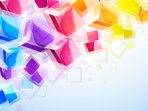 Vibrant 3D Geometric Cubes Abstract Background with Translucent Colorful Shapes HD wallpaper